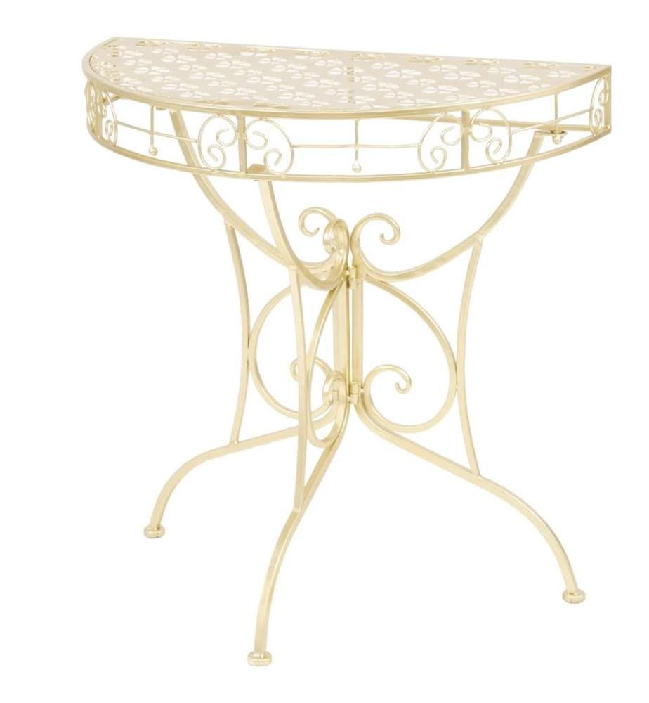 Table d'appoint Vintage Demi-ronde Métal 72x36x74 cm Doré