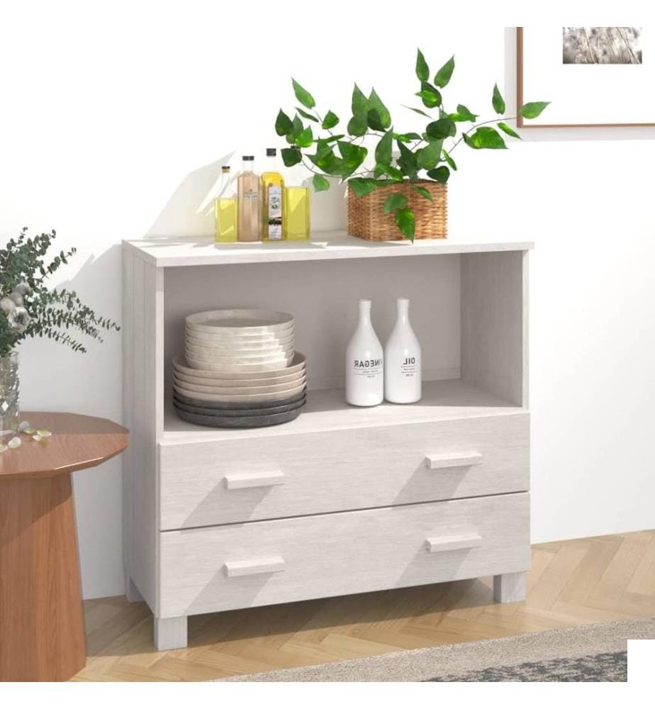 Buffet HAMAR Blanc 85x35x80 cm Bois massif de pin