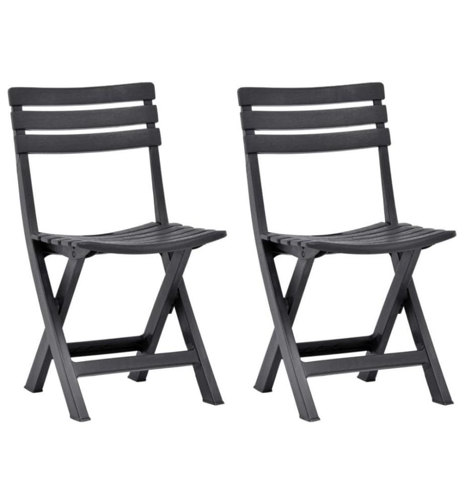 Chaises de jardin pliables 2 pcs Plastique Anthracite