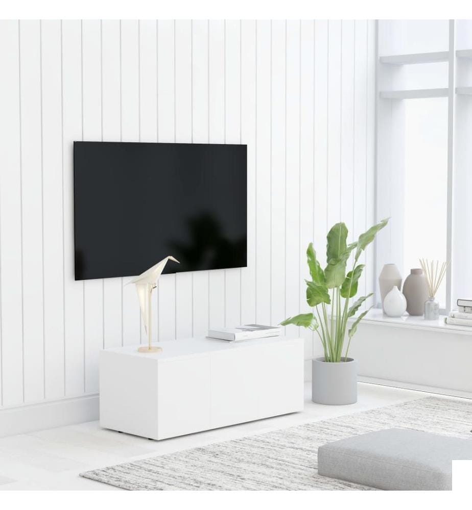 Meuble TV Blanc 80x34x30 cm Bois d'ingénierie