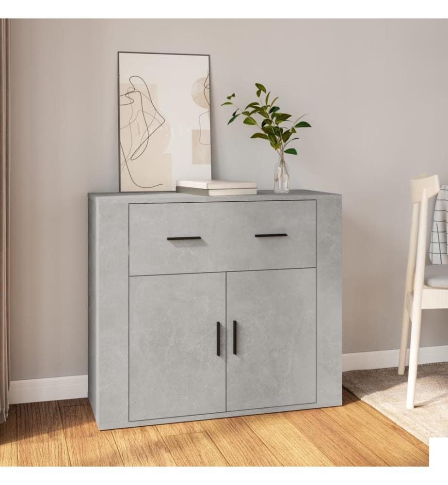 Buffet Gris béton 80x33x70 cm Bois d'ingénierie