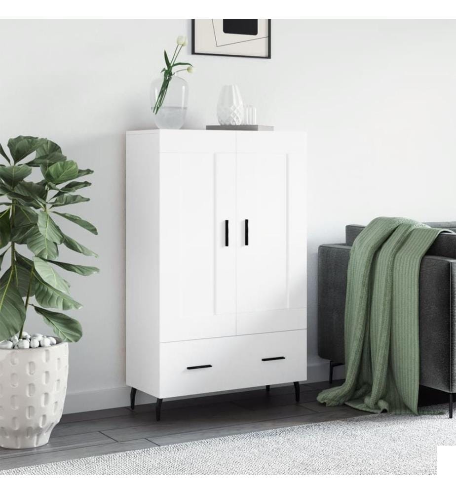 Buffet haut blanc 69,5x31x115 cm bois d'ingénierie