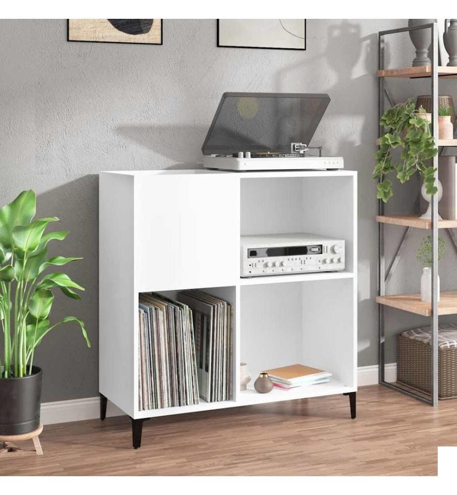 Armoire à disques blanc 84,5x38x89 cm bois d'ingénierie