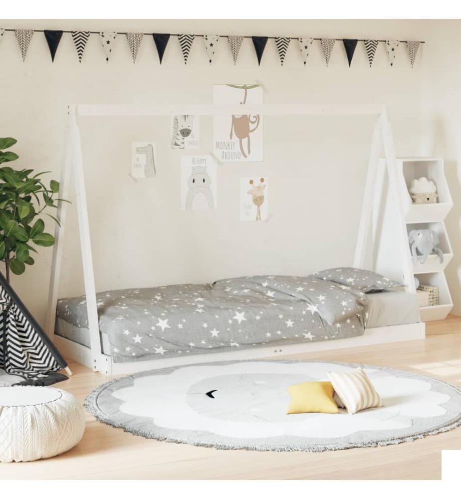 Cadre de lit pour enfants blanc 80x200 cm bois de pin massif