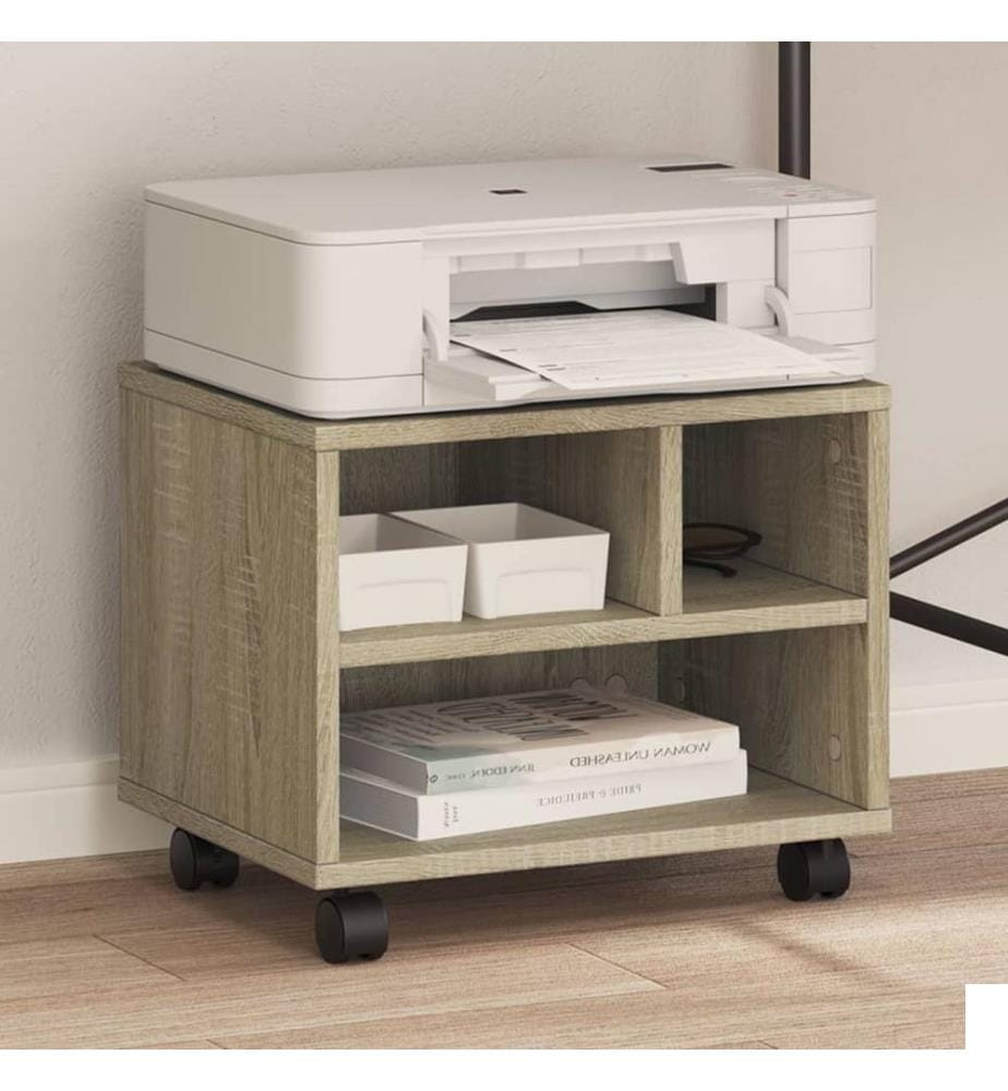 Support d'imprimante avec roulettes chêne sonoma 41x32x34,5 cm