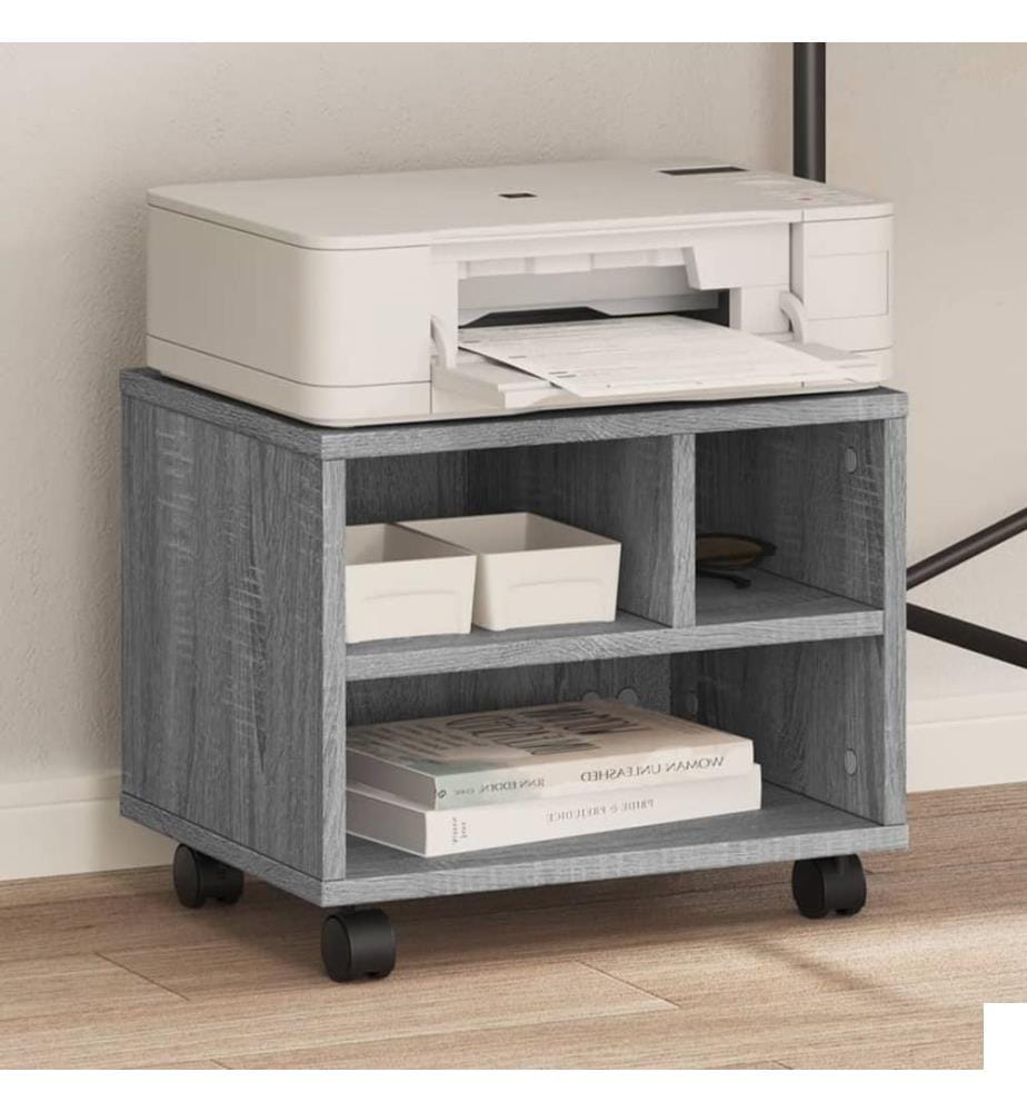 Support d'imprimante avec roulettes sonoma gris 41x32x34,5 cm