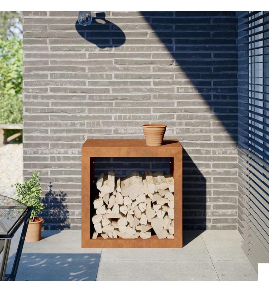 Étagère à bois 60x40x60 cm acier résistant aux intempéries