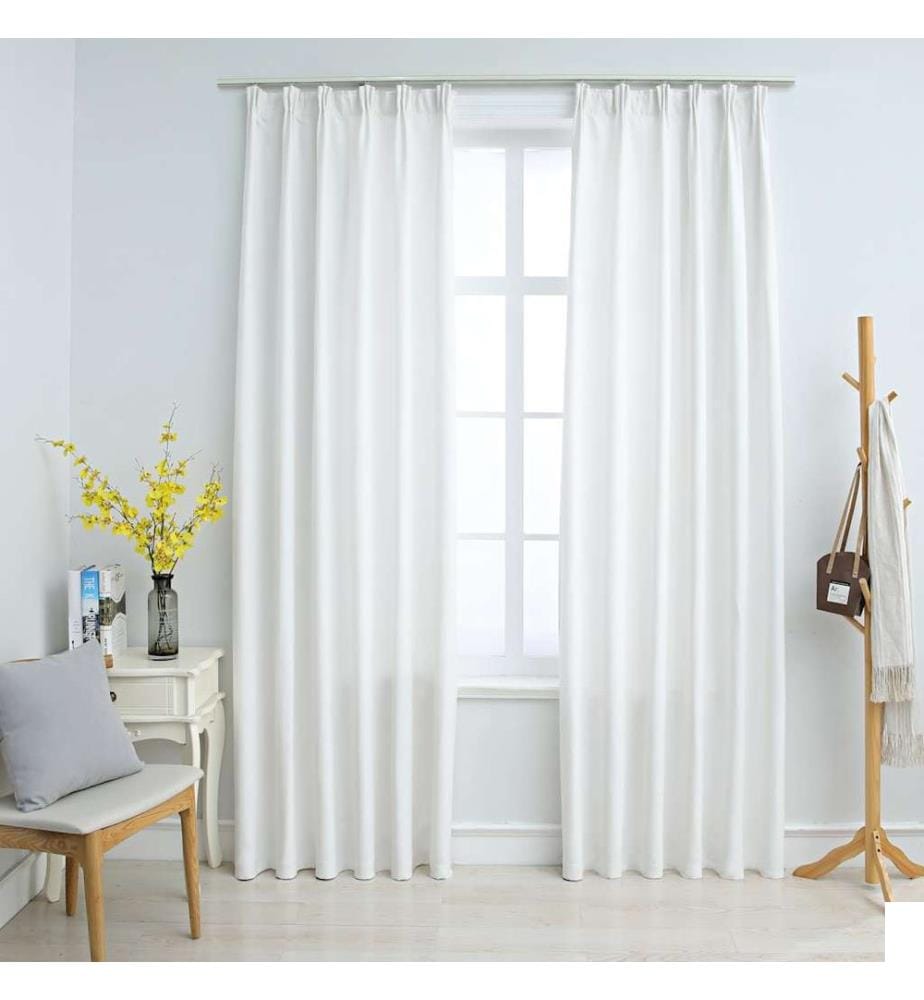Rideaux occultants avec crochets 2 pcs Blanc cassé 140x245 cm