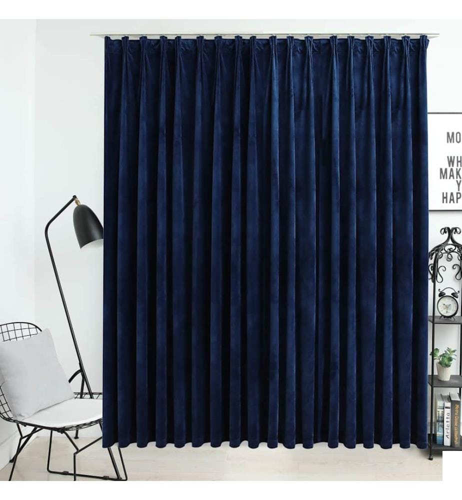 Rideau occultant avec crochets Velours Bleu foncé 290x245 cm