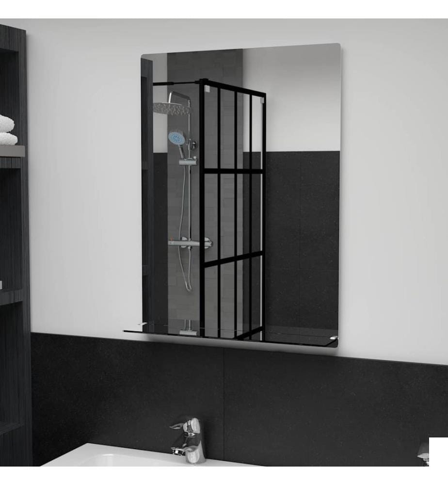 Miroir mural avec étagère 50x70 cm Verre trempé