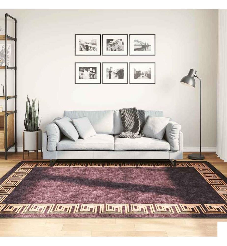 Tapis lavable antidérapant 160x230 cm noir et doré