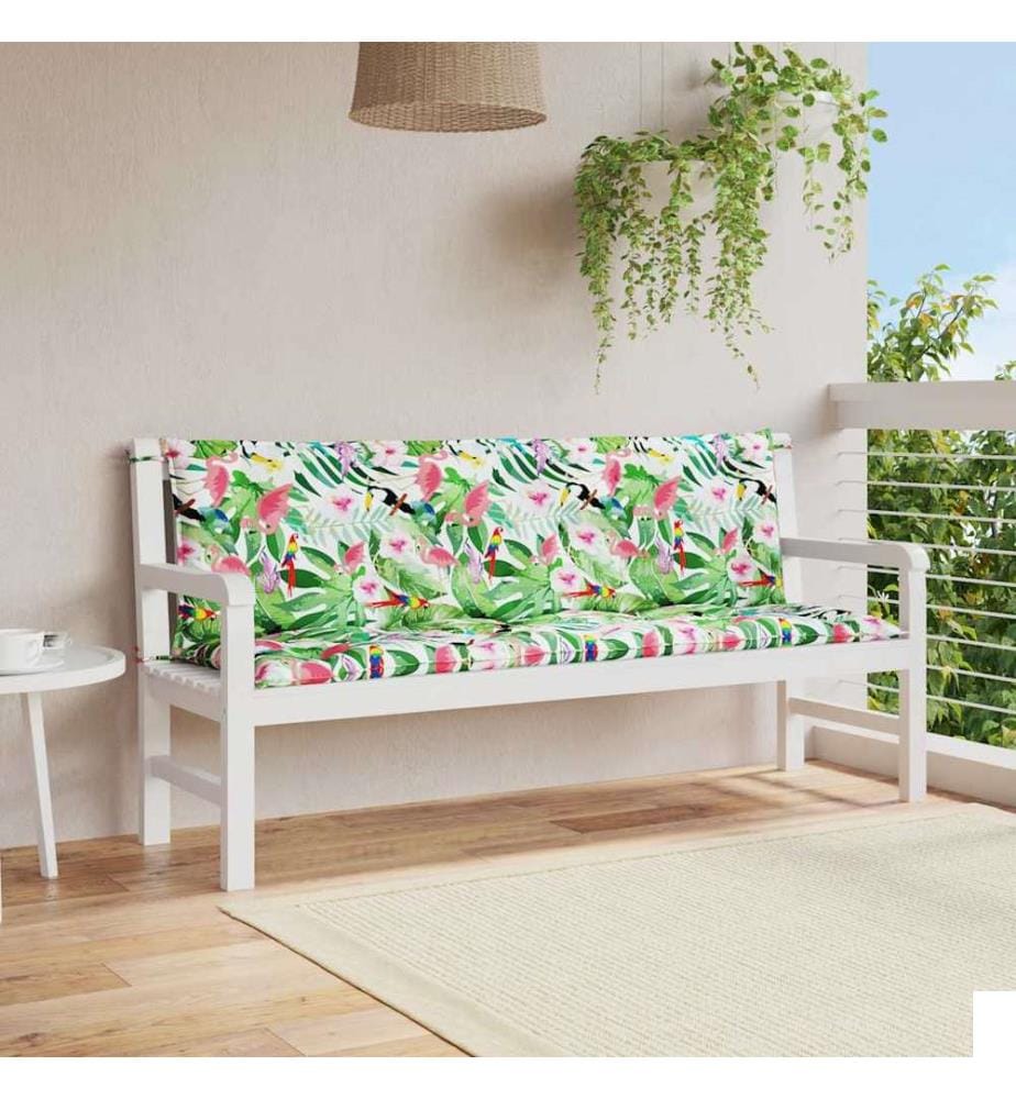 Coussins de banc de jardin lot de 2 multicolore 150x50x7 cm