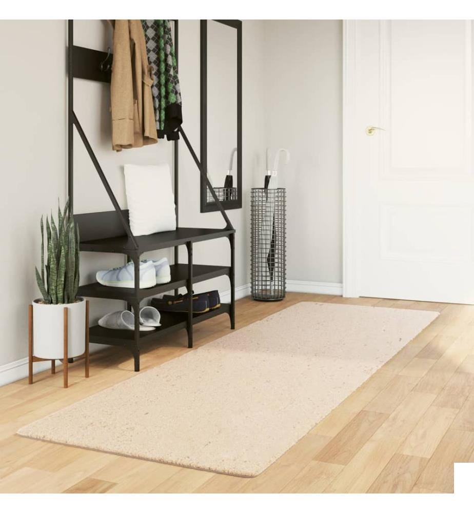 Tapis à poils courts doux et lavable beige 80x250 cm