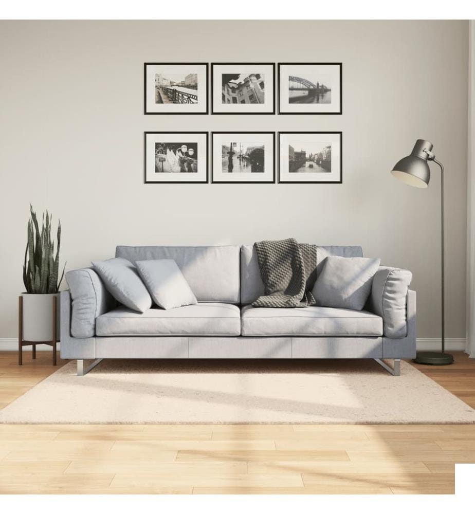 Tapis à poils courts doux et lavable beige 120x170 cm