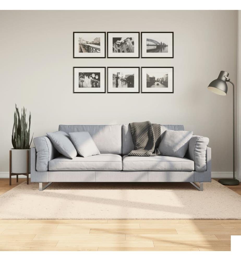 Tapis à poils courts doux et lavable beige 140x200 cm