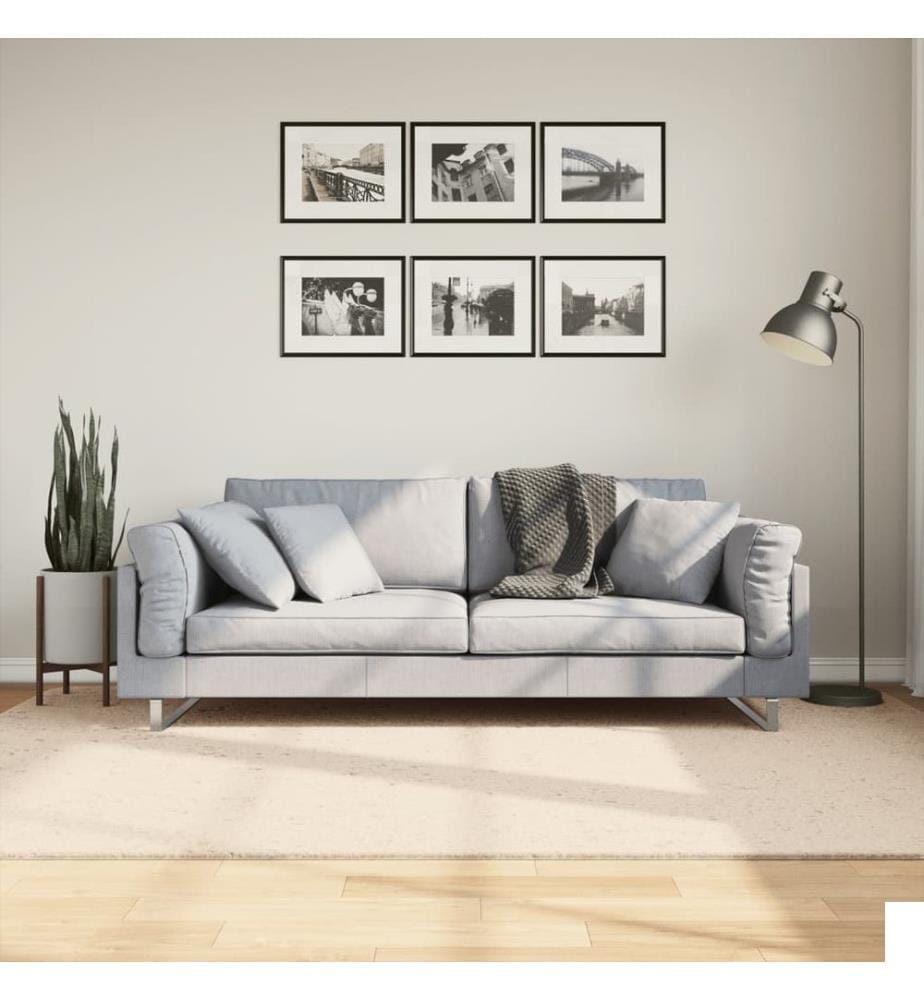 Tapis à poils courts doux et lavable beige 160x230 cm