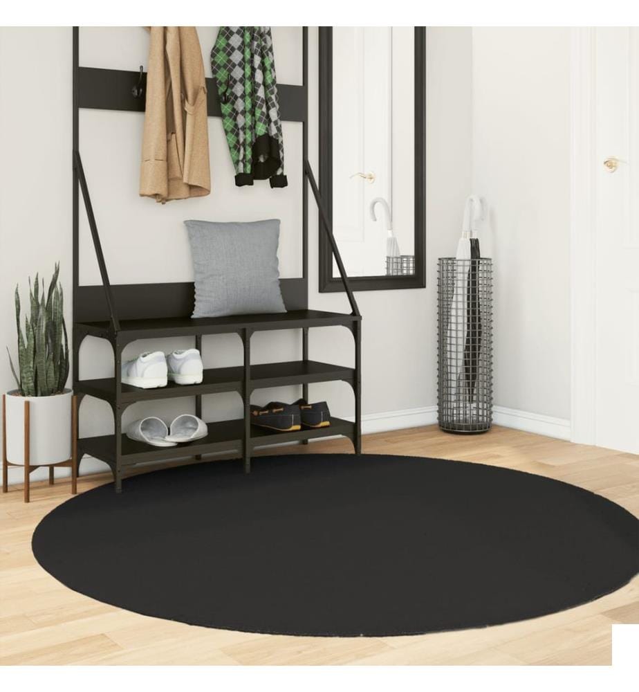 Tapis à poils courts doux et lavable noir Ø 160 cm