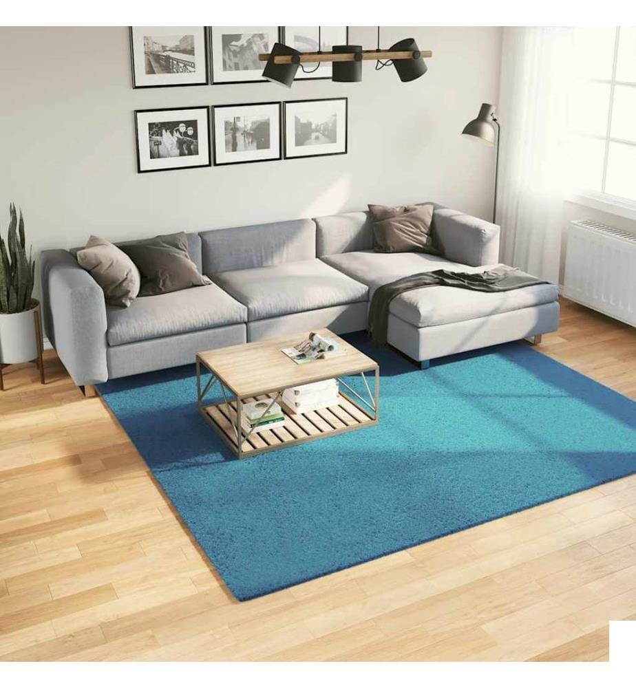 Tapis OVIEDO à poils courts turquoise 240x240 cm