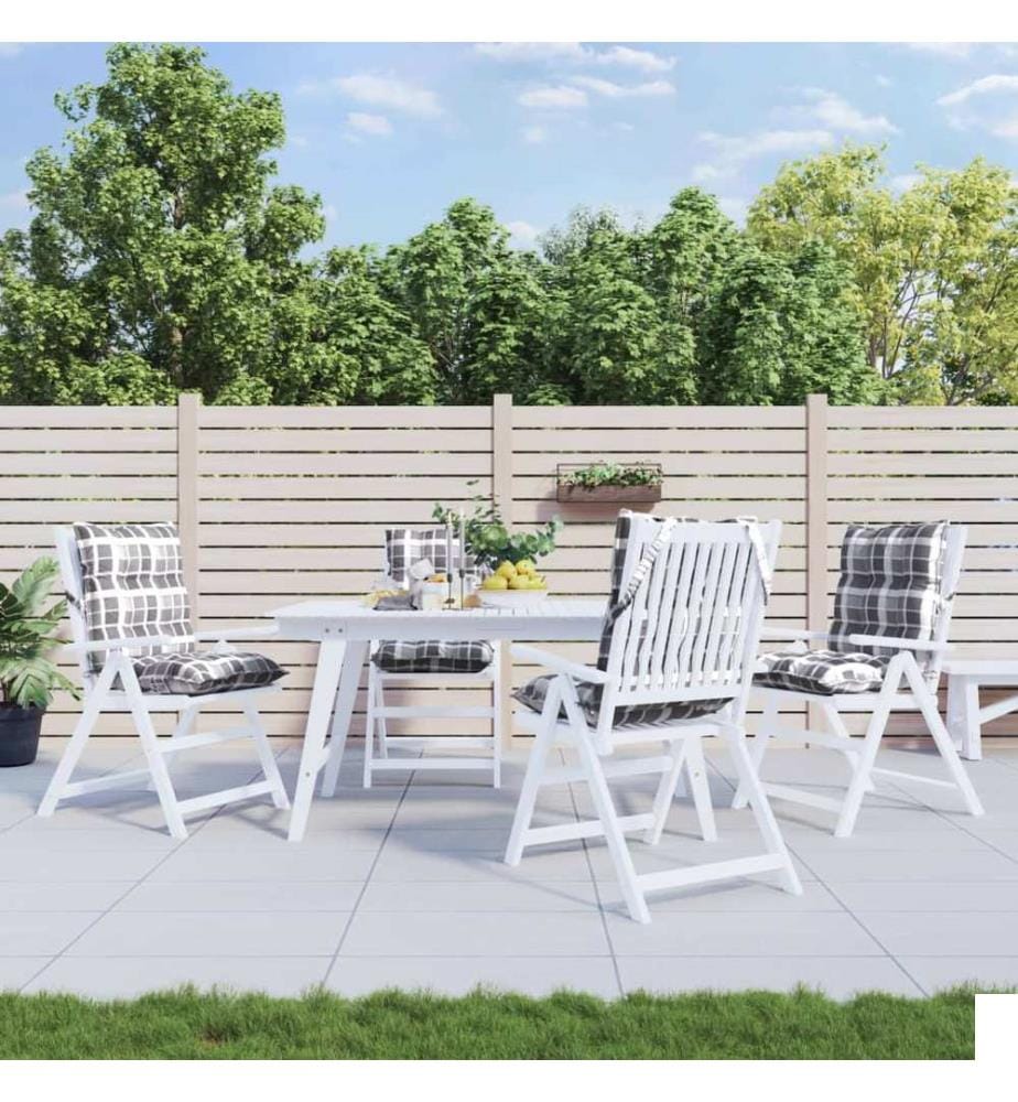 Coussins de chaise à dossier bas lot de 4 motif à carreaux gris