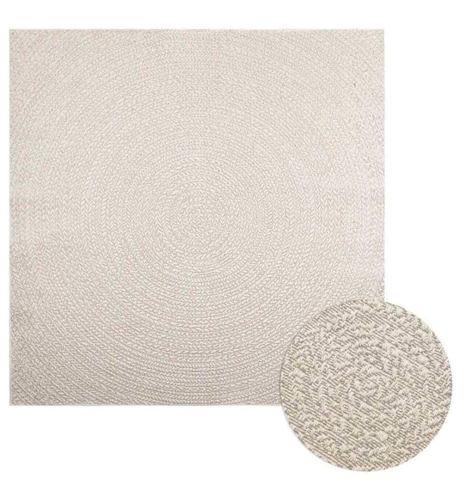 Tapis ZIZUR crème 200x200 cm aspect de jute intérieur extérieur