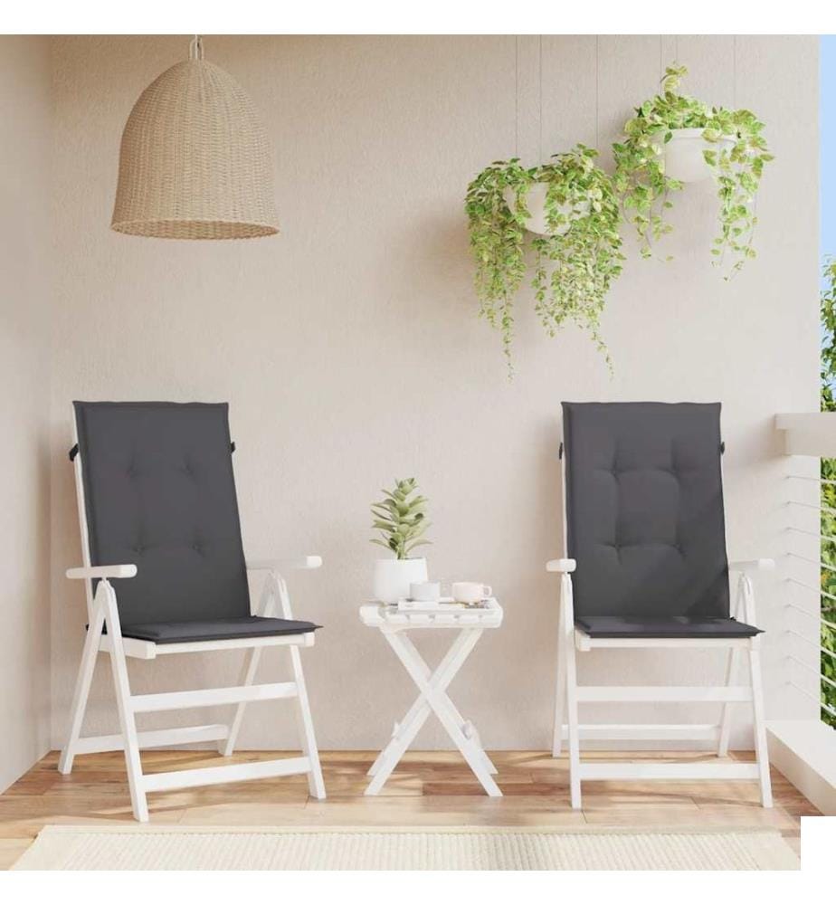 Coussins de chaise de jardin à dossier haut lot de 2 anthracite