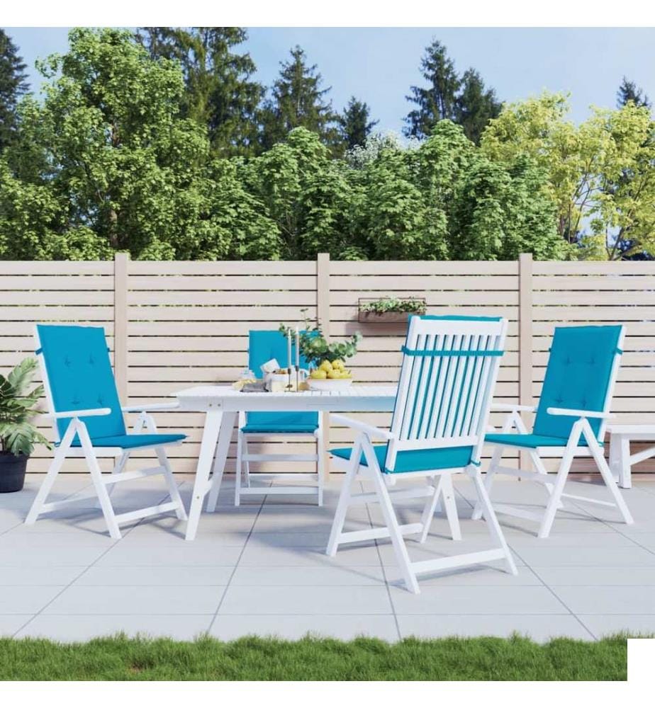 Coussins de chaise de jardin à dossier haut lot de 4 bleu tissu