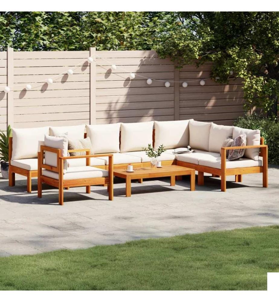 Salon de jardin avec coussins 6 pcs bois d'acacia solide