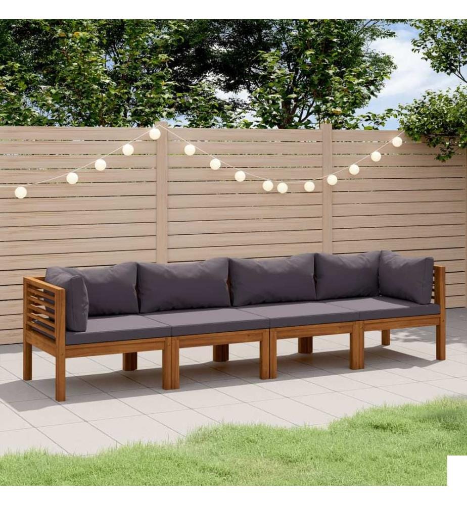 Canapé de jardin à 4 places avec coussin Bois d'acacia massif