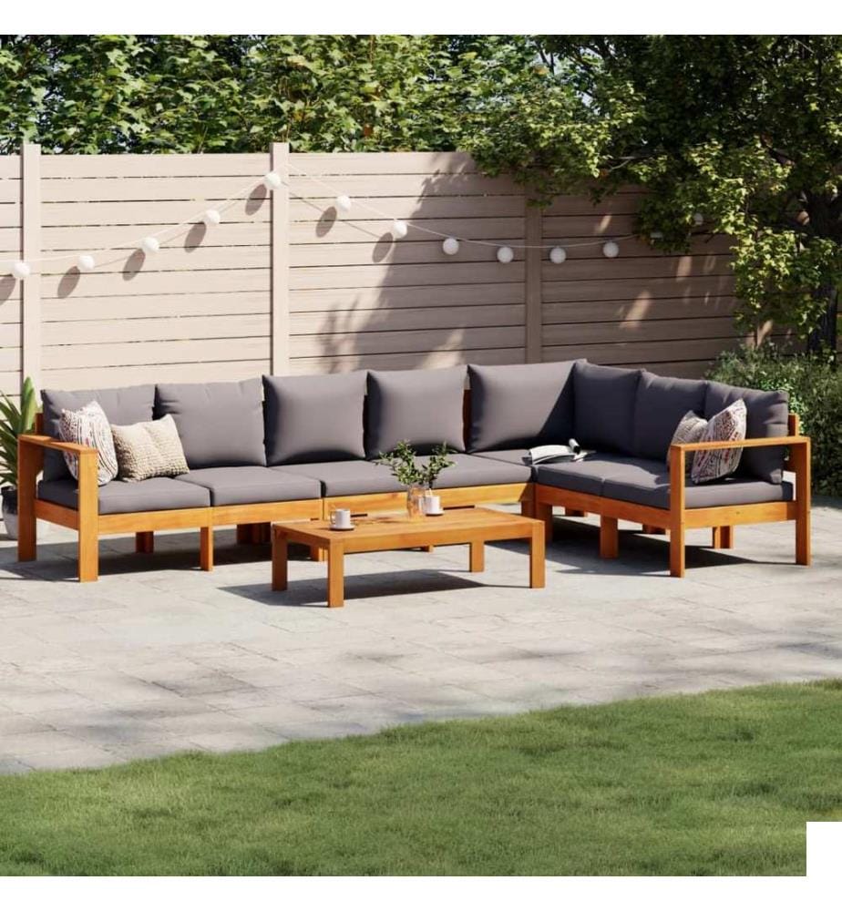 Salon de jardin avec coussins 5 pcs Bois d'acacia solide