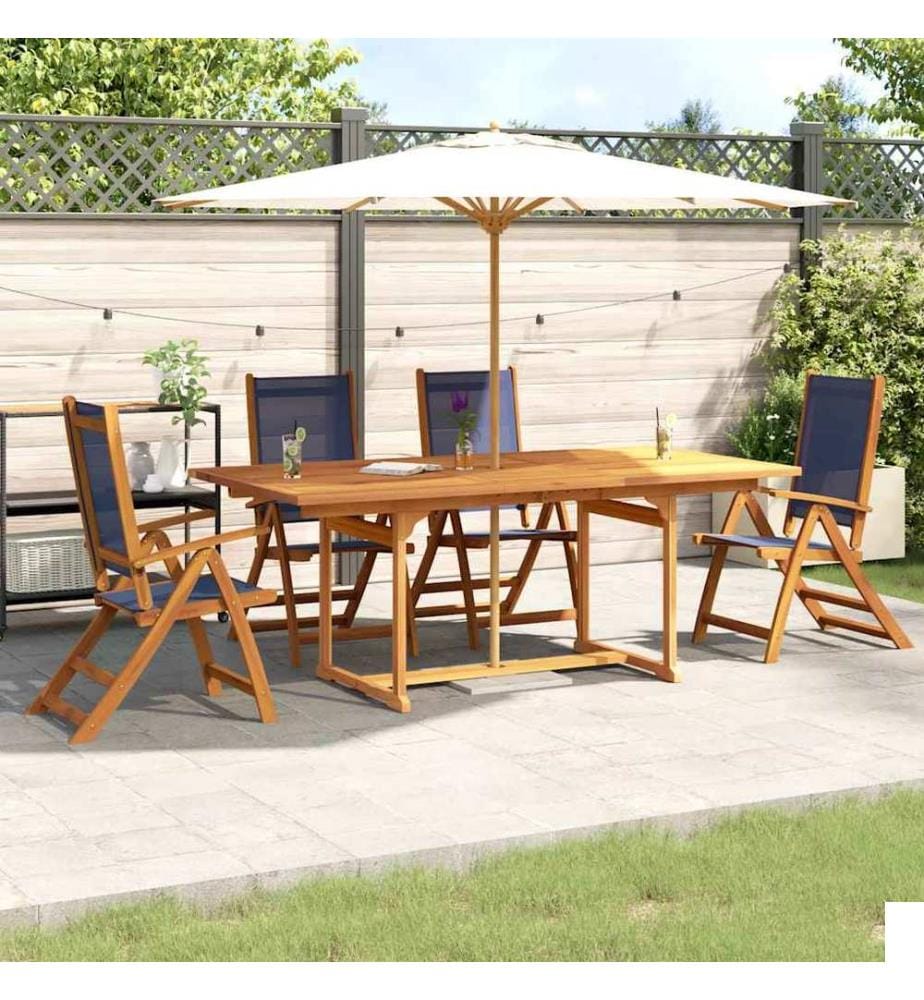 Ensemble à manger de jardin 5pcs bois d'acacia solide textilène