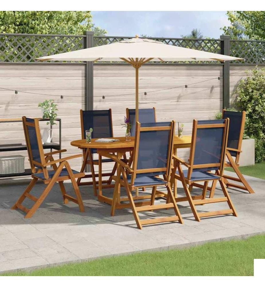 Ensemble à Manger de jardin 7pcs bois d'acacia solide textilène
