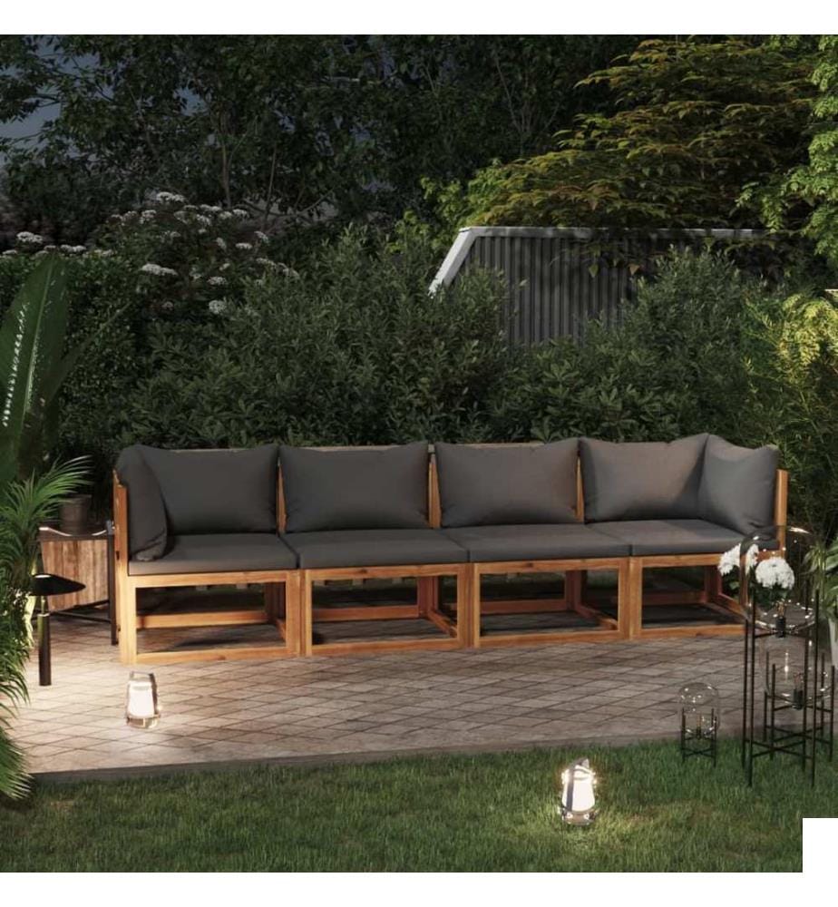 Canapé de jardin à 4 places avec coussin Bois d'acacia massif