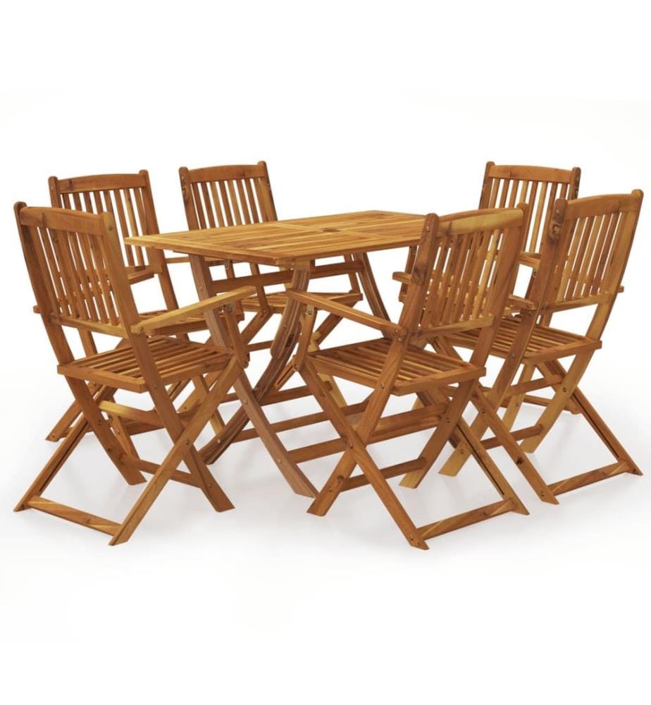 Ensemble à manger d'extérieur pliable 7pcs Bois d'acacia solide