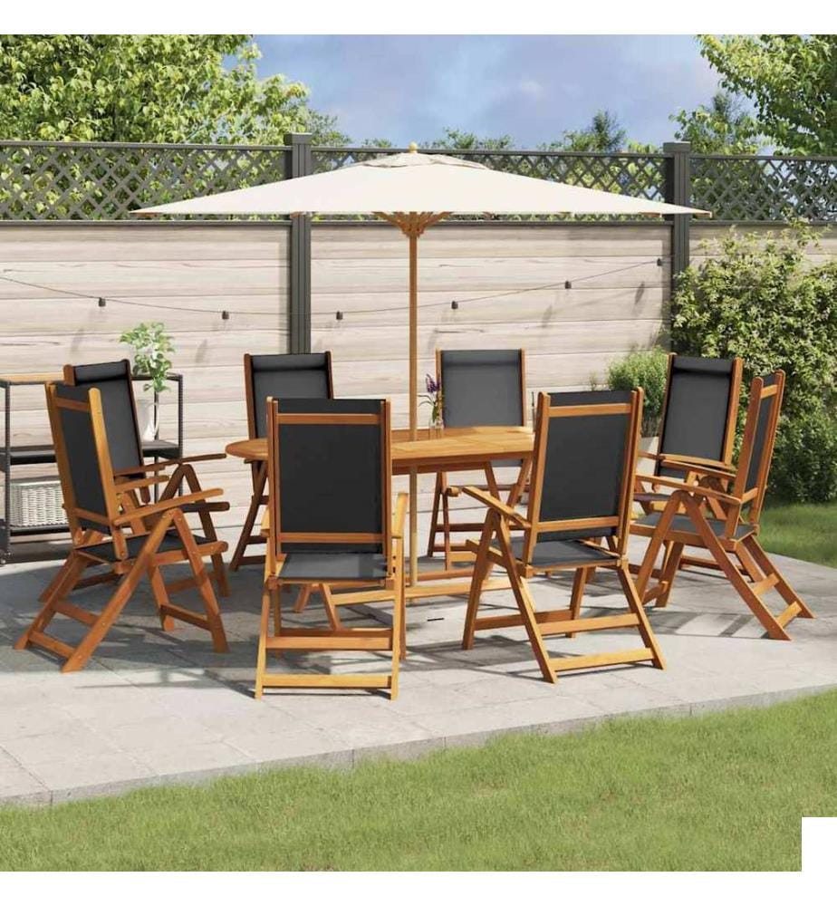 Ensemble à manger de jardin 9pcs bois d'acacia solide textilène