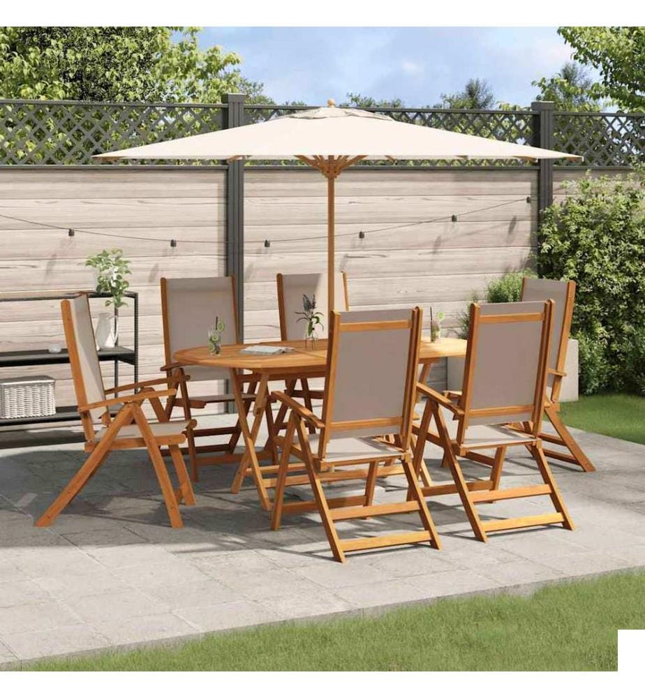 Ensemble à Manger de jardin 7pcs bois d'acacia solide textilène