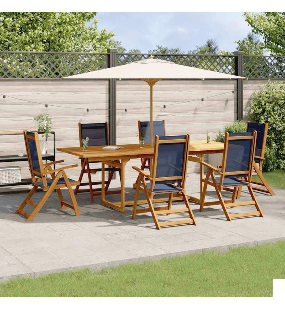 Ensemble à Manger de jardin 7pcs bois d'acacia solide textilène
