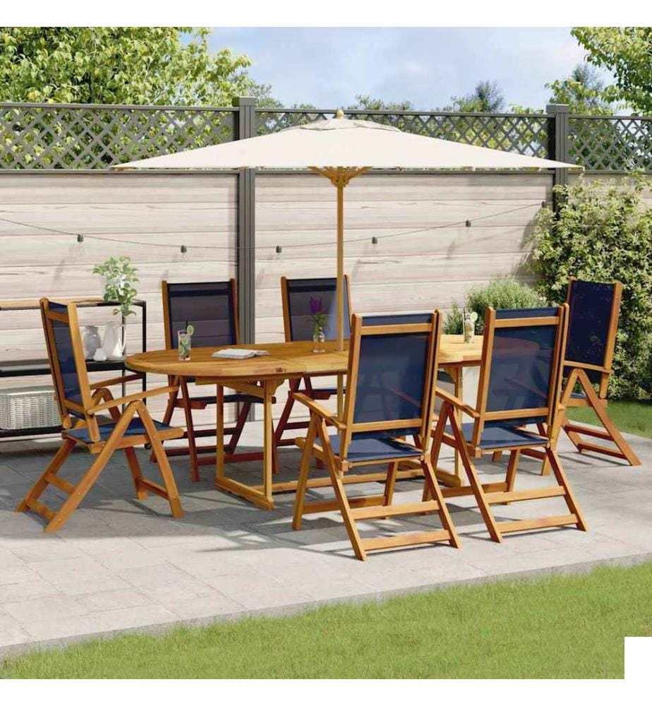 Ensemble à Manger de jardin 7pcs bois d'acacia solide textilène