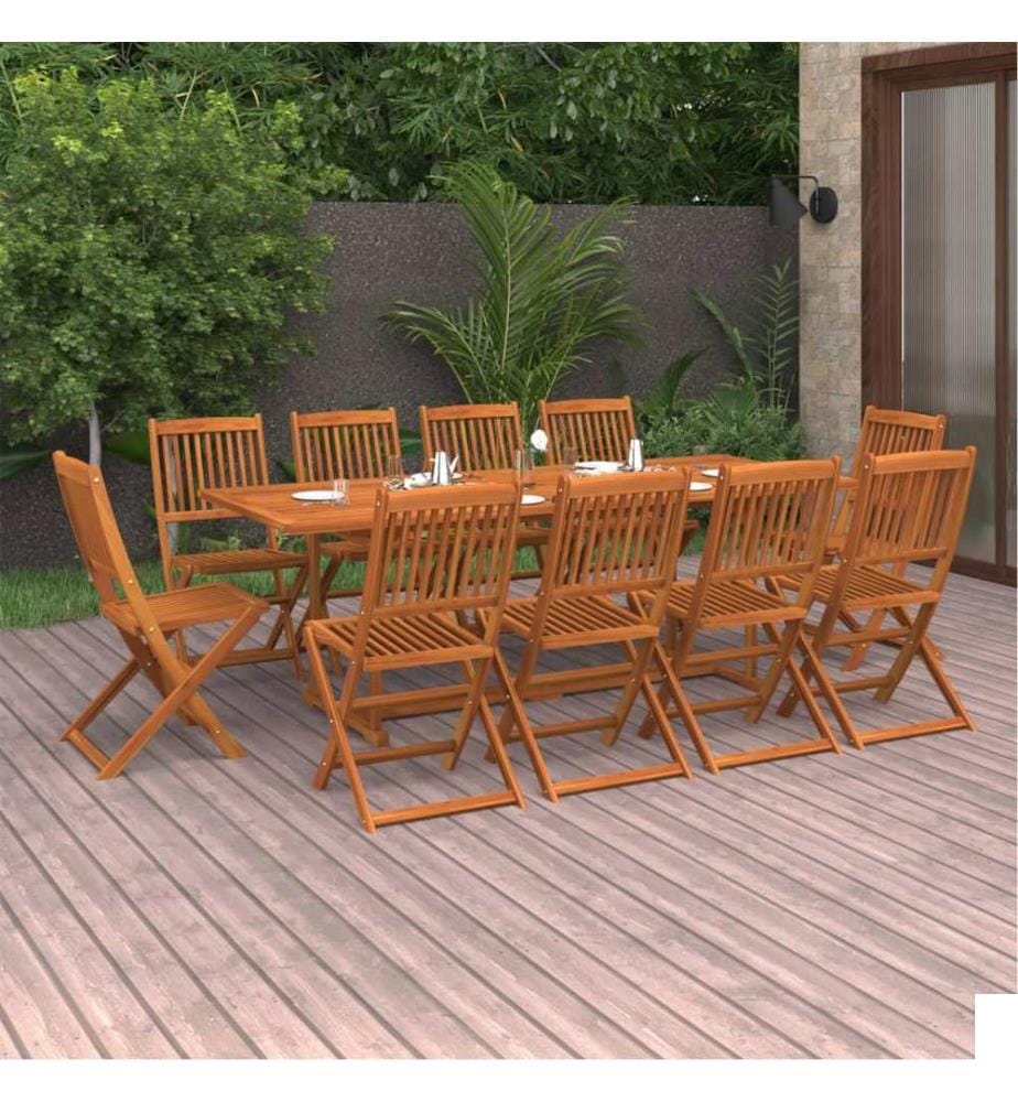 Ensemble à manger de jardin 11 pcs 220x90x75 cm bois d'acacia