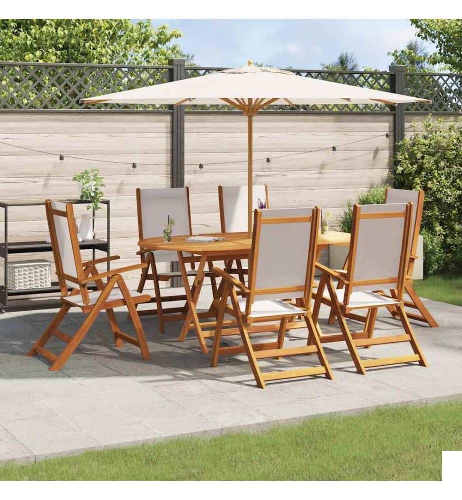 Ensemble à Manger de jardin 7pcs bois d'acacia solide textilène