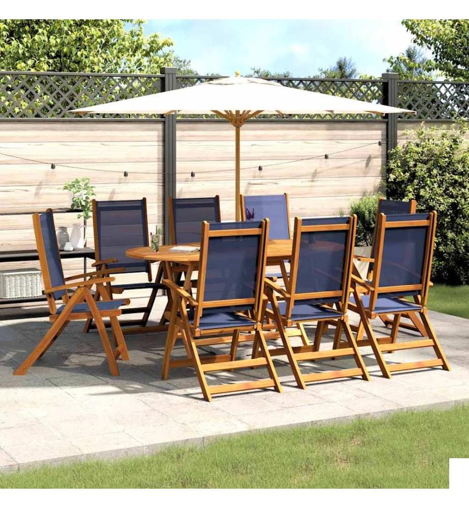 Ensemble à manger de jardin 9pcs bois d'acacia solide textilène