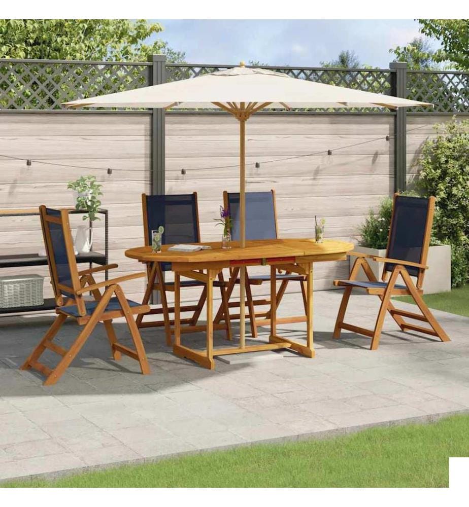 Ensemble à manger de jardin 5pcs bois d'acacia solide textilène