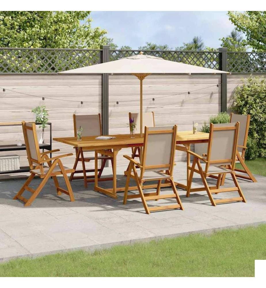 Ensemble à Manger de jardin 7pcs bois d'acacia solide textilène