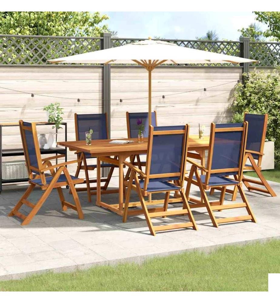 Ensemble à Manger de jardin 7pcs bois d'acacia solide textilène