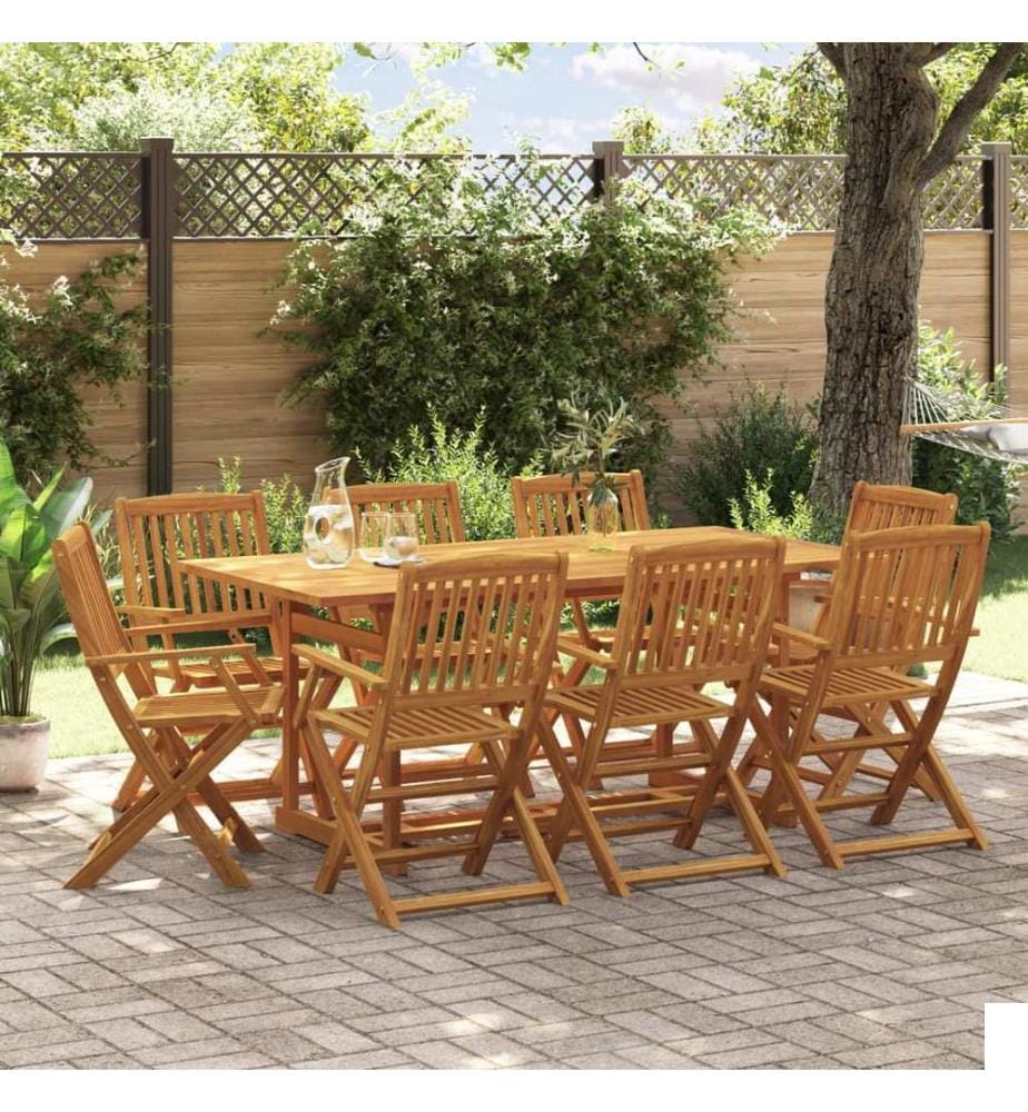 Ensemble à manger de jardin 9 pcs bois massif d'acacia