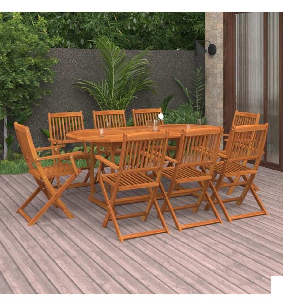 Ensemble à manger de jardin 9 pcs bois massif d'acacia