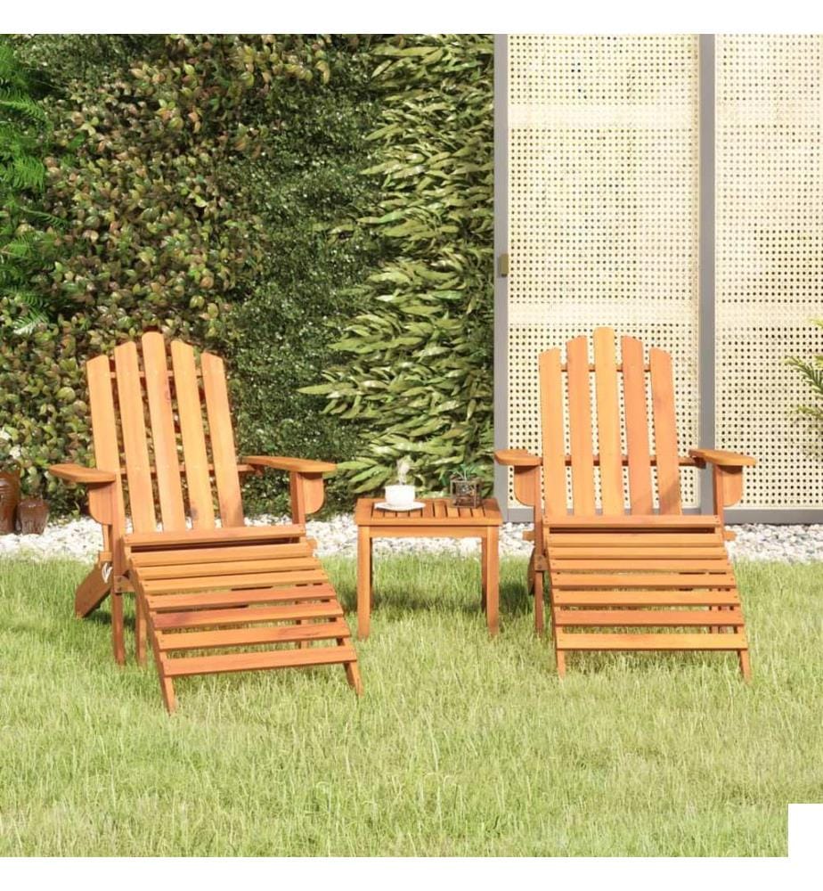 Ensemble de salon de jardin Adirondack 3 pcs bois acacia solide