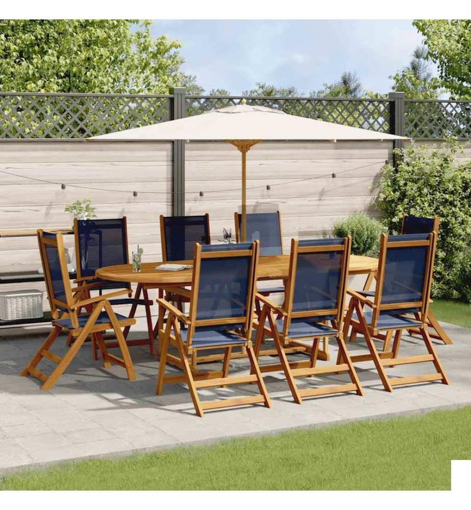 Ensemble à manger de jardin 9pcs bois d'acacia solide textilène