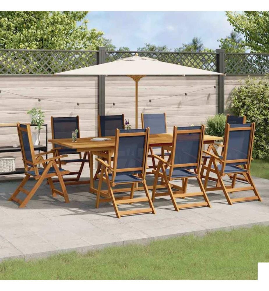 Ensemble à manger de jardin 9pcs bois d'acacia solide textilène