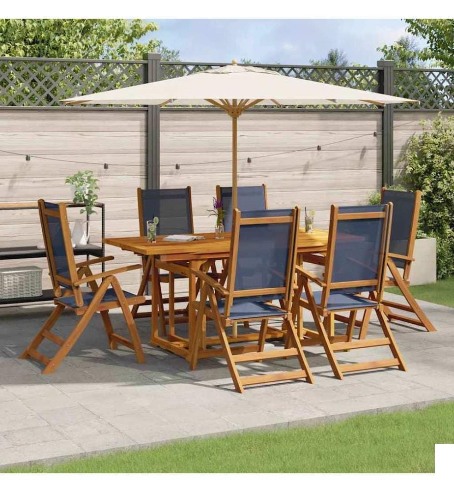 Ensemble à Manger de jardin 7pcs bois d'acacia solide textilène