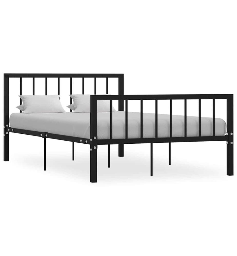 Cadre de lit sans matelas noir métal 120x200 cm